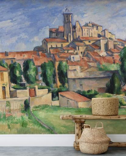 fine art wallpaper mural called Gardanne by Paul Cezanne for bedrooms, living rooms and dining rooms fine art wallpaper mural called Gardanne by Paul Cezanne for bedrooms, living rooms and dining rooms