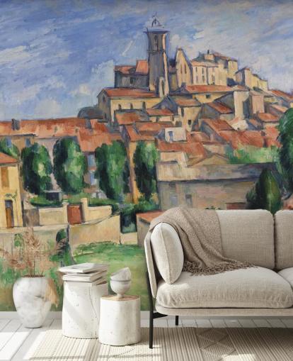 fine art wallpaper mural called Gardanne by Paul Cezanne for bedrooms, living rooms and dining rooms fine art wallpaper mural called Gardanne by Paul Cezanne for bedrooms, living rooms and dining rooms