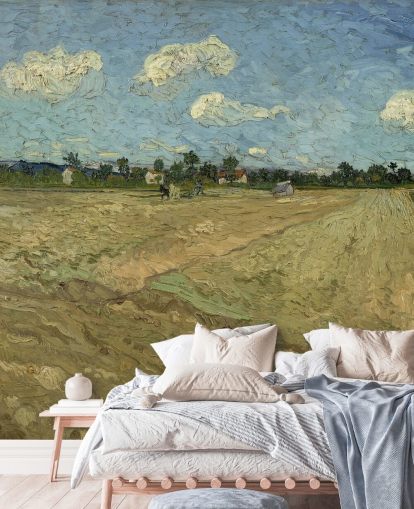mural de pared de bellas artes llamado El campo arado de Vincent van Gogh para dormitorios, salas de estar y más