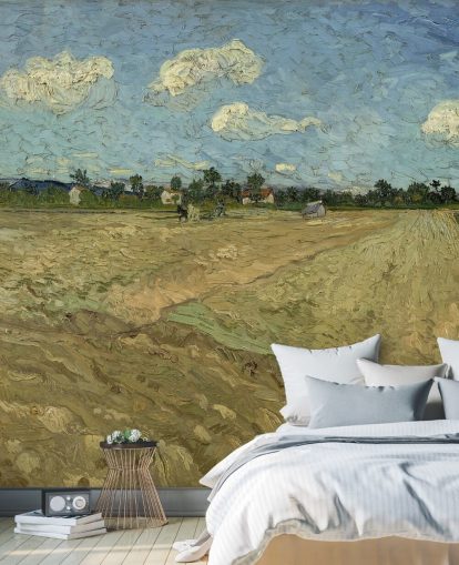 fine art wall mural called The Ploughed Field by Vincent van Gogh for bedrooms, living rooms and more