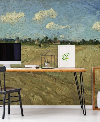 fine art wall mural called The Ploughed Field by Vincent van Gogh for bedrooms, living rooms and more