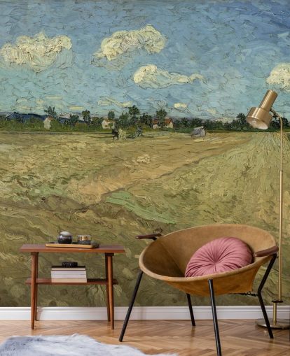 fine art wall mural called The Ploughed Field by Vincent van Gogh for bedrooms, living rooms and more