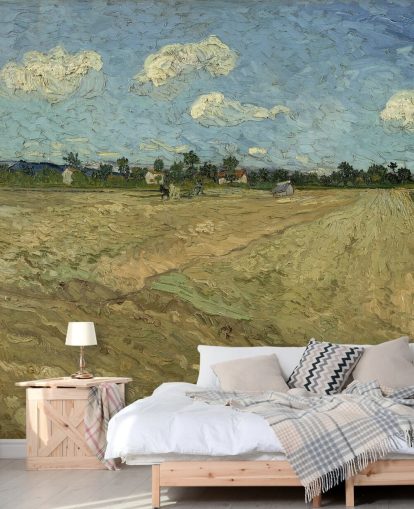 mural de pared de bellas artes llamado El campo arado de Vincent van Gogh para dormitorios, salas de estar y más
