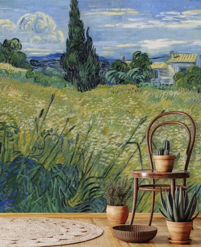van gogh tapetmaleri kalt Green Wheat Field med Cypress for soverom, stuer og spiserom van gogh tapetmaleri kalt Green Wheat Field med Cypress for soverom, stuer og spiserom