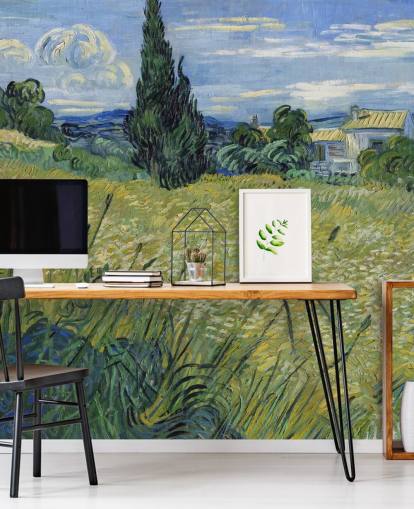 van gogh tapetmaleri kaldet Green Wheat Field med Cypress til soveværelser, stuer og spisestuer van gogh tapetmaleri kaldet Green Wheat Field med Cypress til soveværelser, stuer og spisestuer