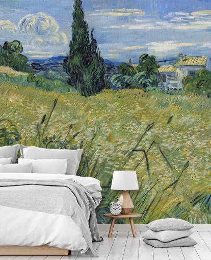 van gogh wallpaper mural called Green Wheat Field with Cypress for bedrooms, living rooms and dining rooms van gogh wallpaper mural called Green Wheat Field with Cypress for bedrooms, living rooms and dining rooms