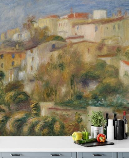 papier peint mural d'art intitulé Houses on a Hill de Pierre-Auguste Renoir pour les chambres et les salons papier peint mural d'art intitulé Houses on a Hill de Pierre-Auguste Renoir pour les chambres et les salons