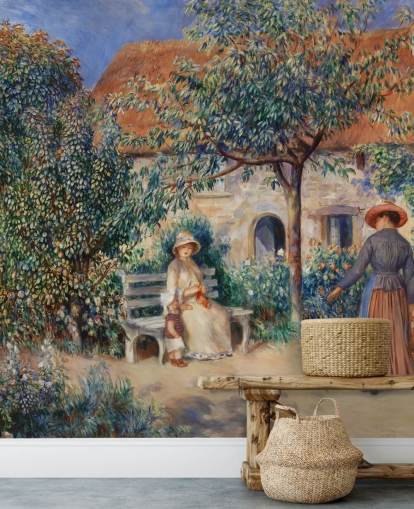 mural de papel pintado de bellas artes llamado In Brittany (En Bretagne) de Renoir para salas de estar y dormitorios