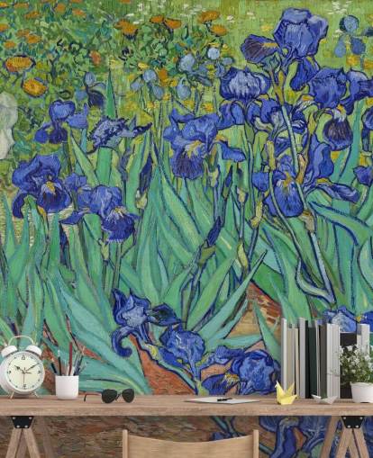 Grünes und lila Kunst-Wandbild namens Irises von Van Gogh für Schlafzimmer, Wohnzimmer und Badezimmer