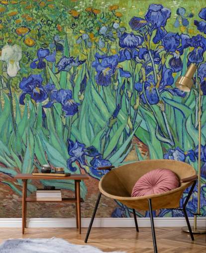 Grünes und lila Kunst-Wandbild namens Irises von Van Gogh für Schlafzimmer, Wohnzimmer und Badezimmer Grünes und lila Kunst-Wandbild namens Irises von Van Gogh für Schlafzimmer, Wohnzimmer und Badezimmer