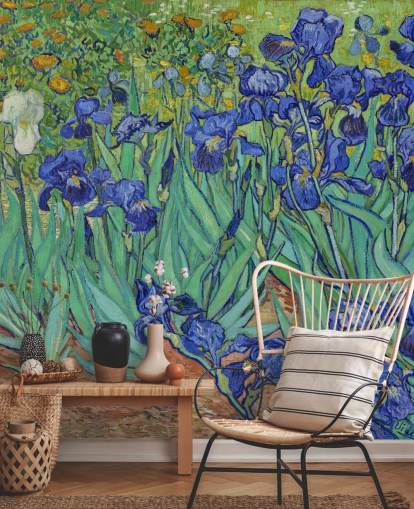 Grünes und lila Kunst-Wandbild namens Irises von Van Gogh für Schlafzimmer, Wohnzimmer und Badezimmer