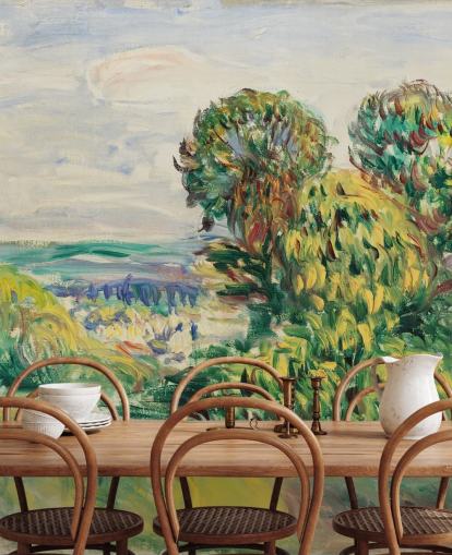 kunstvægmaleri kaldet Landskab (1890) af Renoir til stuer, spisestuer og soveværelser