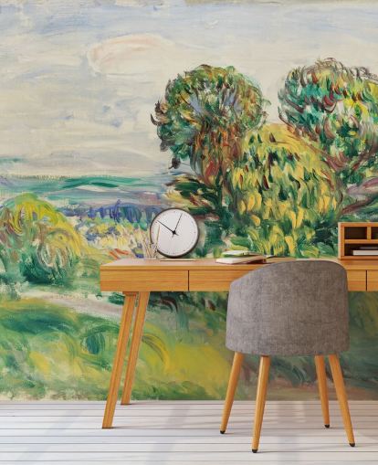 mural de parede de belas artes chamado Landscape (1890) de Renoir para salas de estar, salas de jantar e quartos