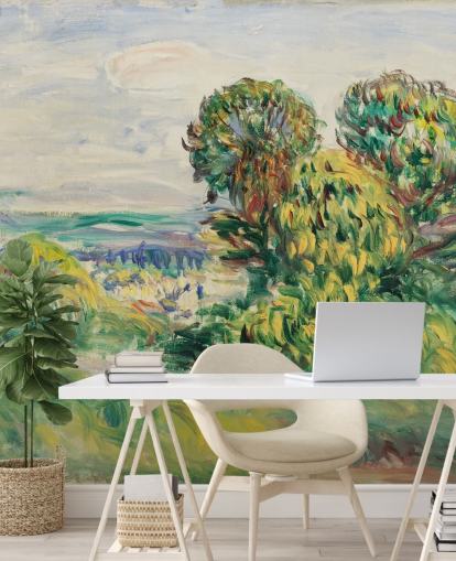 mural de pared de bellas artes llamado Landscape (1890) de Renoir para salas de estar, comedores y dormitorios