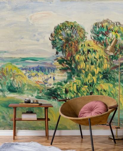 fine art wall mural called Landscape (1890) by Renoir for living rooms, dining rooms and bedrooms fine art wall mural called Landscape (1890) by Renoir for living rooms, dining rooms and bedrooms