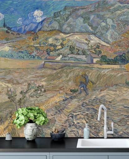 murale di carta da parati fine art chiamato Campo chiuso con contadino di Vincent van Gogh murale di carta da parati fine art chiamato Campo chiuso con contadino di Vincent van Gogh