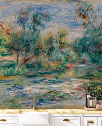 Kunsttapete namens Landscape (Paysage) II von Pierre-Auguste Renoir für Esszimmer, Wohnzimmer und Schlafzimmer