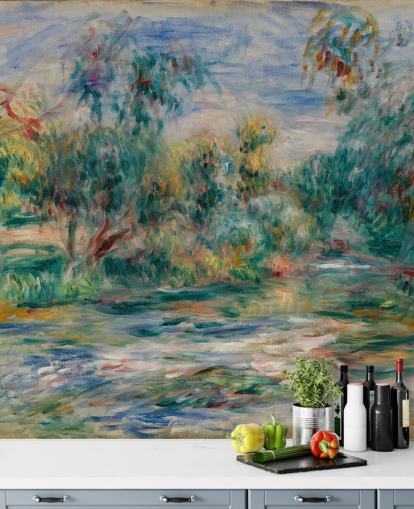 mural de parede de belas artes chamado Landscape (Paysage) II de Pierre-Auguste Renoir para salas de jantar, salas de estar e quartos