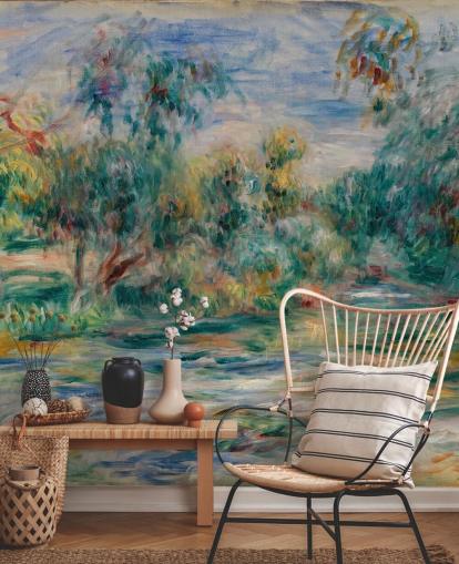 mural de pared de bellas artes llamado Landscape (Paysage) II de Pierre-Auguste Renoir para comedores, salas de estar y dormitorios
