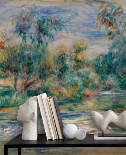 mural de pared de bellas artes llamado Landscape (Paysage) II de Pierre-Auguste Renoir para comedores, salas de estar y dormitorios