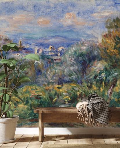 Pierre-Auguste Renoirin taide-taustakuvamaalaus nimeltä Maisema (Paysage) makuuhuoneisiin ja olohuoneisiin