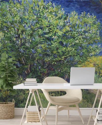 green and purple fine art wall mural called Lilac Bush by Van Gogh for bedrooms and living rooms green and purple fine art wall mural called Lilac Bush by Van Gogh for bedrooms and living rooms