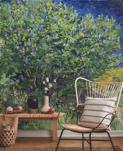 mural de pared de bellas artes verde y morado llamado Lilac Bush de Van Gogh para dormitorios y salas de estar mural de pared de bellas artes verde y morado llamado Lilac Bush de Van Gogh para dormitorios y salas de estar