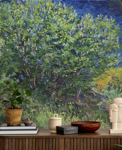 green and purple fine art wall mural called Lilac Bush by Van Gogh for bedrooms and living rooms green and purple fine art wall mural called Lilac Bush by Van Gogh for bedrooms and living rooms