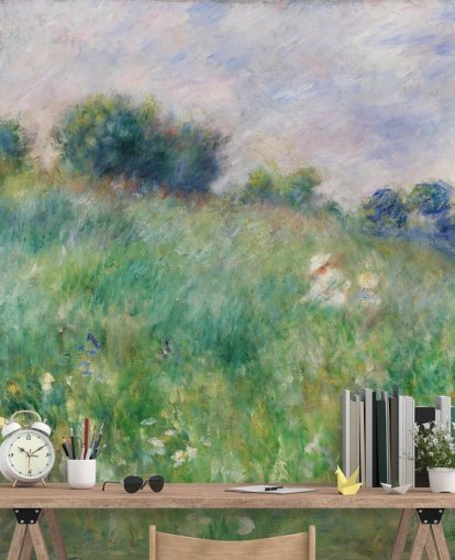 fine art customisable wallpaper mural called Meadow (La Prairie) by Pierre-Auguste Renoir for bedrooms and living rooms