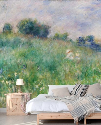 fine art customisable wallpaper mural called Meadow (La Prairie) by Pierre-Auguste Renoir for bedrooms and living rooms