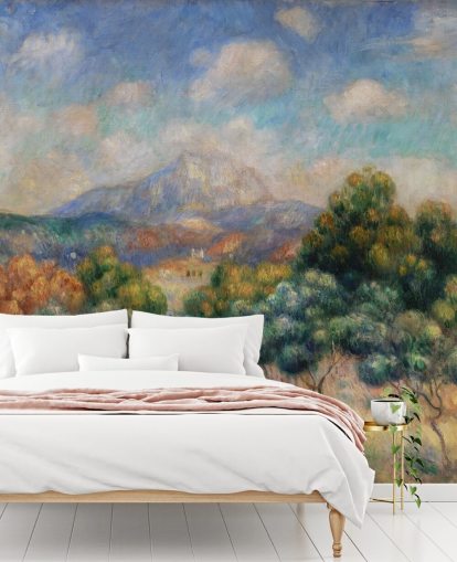 fine art wallpaper mural called Mont Sainte-Victoire by Pierre Auguste-Renoir for bedrooms, living rooms and home offices fine art wallpaper mural called Mont Sainte-Victoire by Pierre Auguste-Renoir for bedrooms, living rooms and home offices