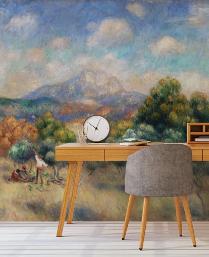 papier peint mural d'art appelé Mont Sainte-Victoire de Pierre Auguste-Renoir pour les chambres, les salons et les bureaux à domicile papier peint mural d'art appelé Mont Sainte-Victoire de Pierre Auguste-Renoir pour les chambres, les salons et les bureaux à domicile