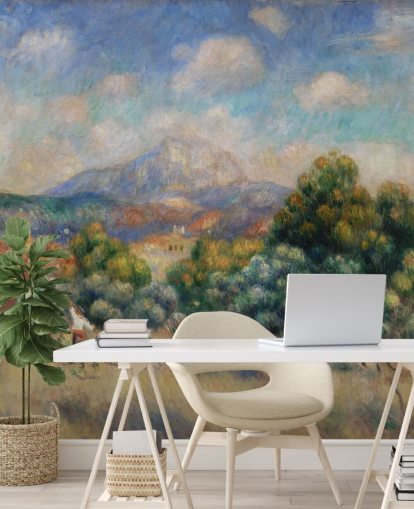 konst tapetväggmålning kallad Mont Sainte-Victoire av Pierre Auguste-Renoir för sovrum, vardagsrum och hemmakontor
