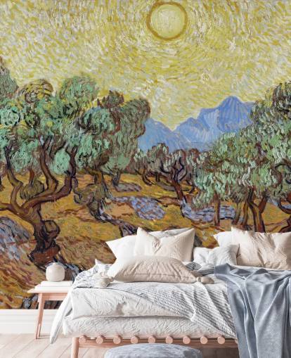 Vincent van Goghin taide-taustakuvamaalaus nimeltä Olive Trees makuuhuoneisiin, olohuoneisiin ja ruokasaleihin
