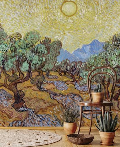 Kunsttapete mit dem Titel Olive Trees von Vincent van Gogh für Schlafzimmer, Wohnzimmer und Esszimmer