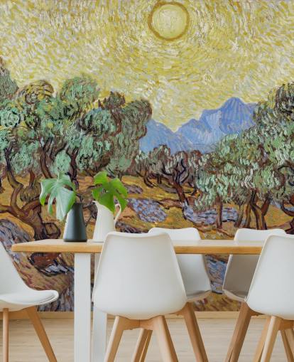 carta da parati fine art chiamata Olive Trees di Vincent van Gogh per camere da letto, salotti e sale da pranzo