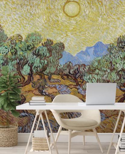 fine art wallpaper mural called Olive Trees by Vincent van Gogh for bedrooms, living rooms and dining rooms fine art wallpaper mural called Olive Trees by Vincent van Gogh for bedrooms, living rooms and dining rooms