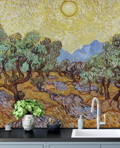 Vincent van Goghin taide-taustakuvamaalaus nimeltä Olive Trees makuuhuoneisiin, olohuoneisiin ja ruokasaleihin Vincent van Goghin taide-taustakuvamaalaus nimeltä Olive Trees makuuhuoneisiin, olohuoneisiin ja ruokasaleihin
