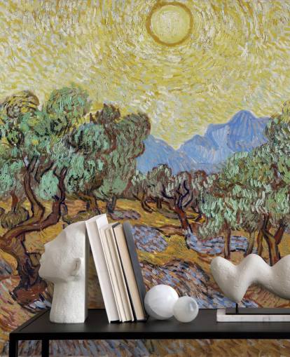 fine art wallpaper mural called Olive Trees by Vincent van Gogh for bedrooms, living rooms and dining rooms fine art wallpaper mural called Olive Trees by Vincent van Gogh for bedrooms, living rooms and dining rooms