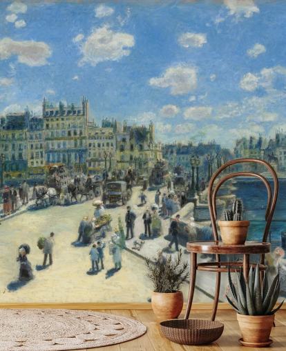 fine art wallpaper mural called Pont Neuf by Pierre-Auguste Renoir for bedrooms, home offices and living rooms