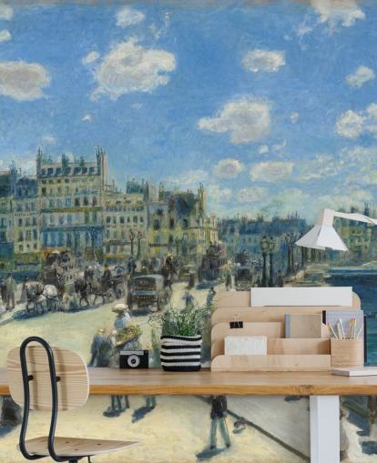 fine art wallpaper mural called Pont Neuf by Pierre-Auguste Renoir for bedrooms, home offices and living rooms
