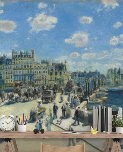 mural de papel pintado de bellas artes llamado Pont Neuf de Pierre-Auguste Renoir para dormitorios, oficinas en casa y salas de estar