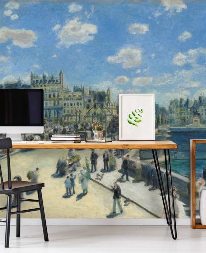 fine art wallpaper mural called Pont Neuf by Pierre-Auguste Renoir for bedrooms, home offices and living rooms