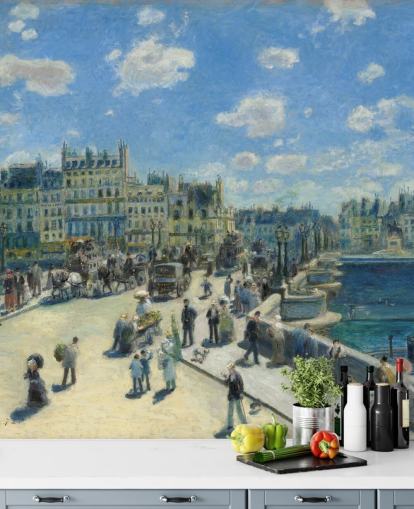 fine art wallpaper mural called Pont Neuf by Pierre-Auguste Renoir for bedrooms, home offices and living rooms
