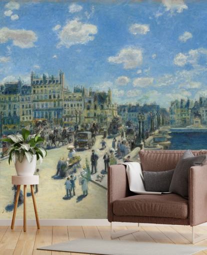 fine art wallpaper mural called Pont Neuf by Pierre-Auguste Renoir for bedrooms, home offices and living rooms