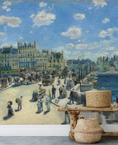 fine art wallpaper mural called Pont Neuf by Pierre-Auguste Renoir for bedrooms, home offices and living rooms