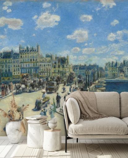 fine art wallpaper mural called Pont Neuf by Pierre-Auguste Renoir for bedrooms, home offices and living rooms