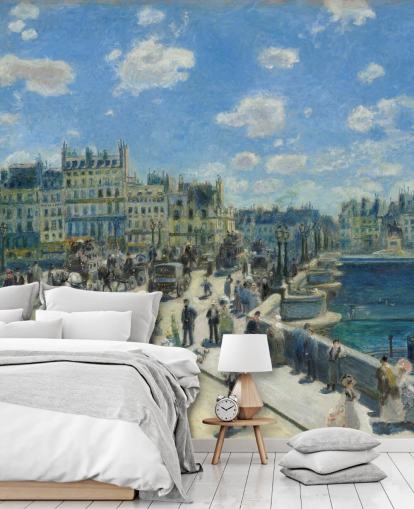 fine art wallpaper mural called Pont Neuf by Pierre-Auguste Renoir for bedrooms, home offices and living rooms