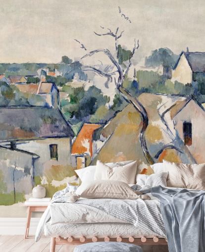 kunsttapet veggmaleri kalt Rooftops av Paul Cezanne 