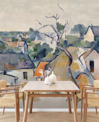 fine art wallpaper mural called Rooftops by Paul Cezanne 